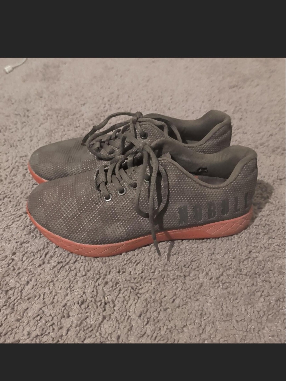 NOBULL Unisex Gray Knit Sneakers with Coral-Orange Sole